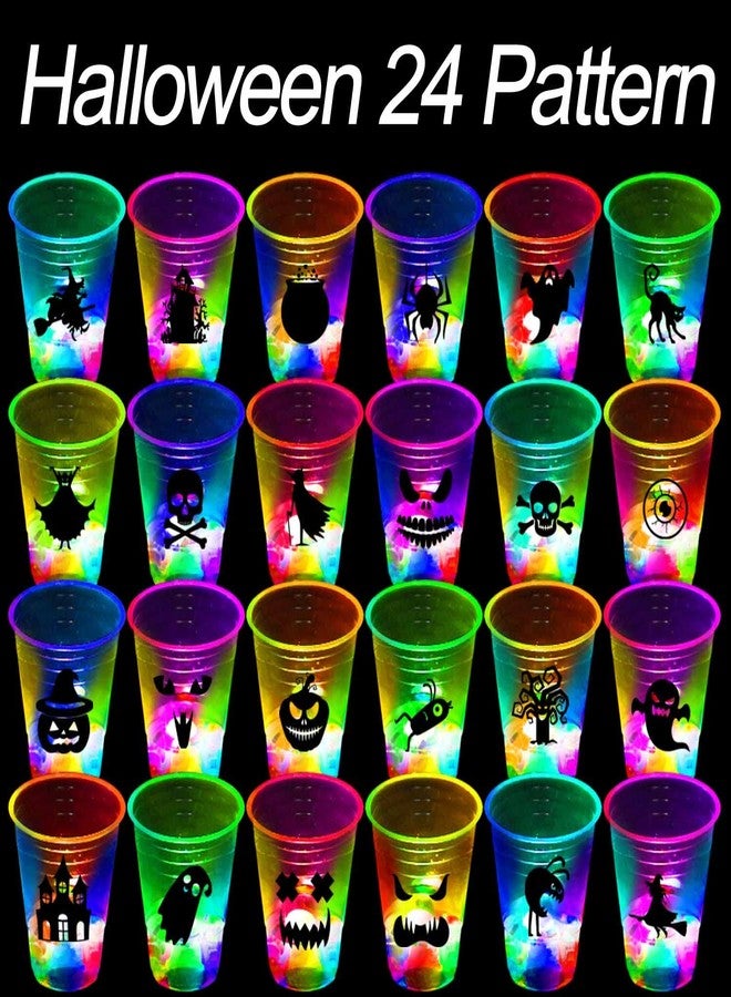 Ahuimeius 24 Pack Halloween Glow-in-The-Dark Cup Set with Horror Stickers for Party Decorations Event Fun, Glow Halloween Party Cups, House Parties Birthdays Concerts BBQ Beach Holidays - Image 3